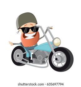 Funny Cartoon Biker On Motorcycle