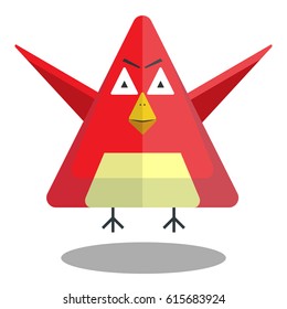 Funny cartoon bird. A crazy red bird. Character for applications