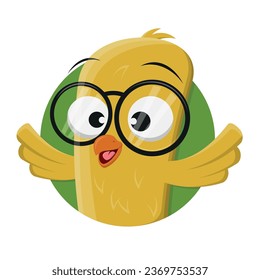 funny cartoon bird with glasses