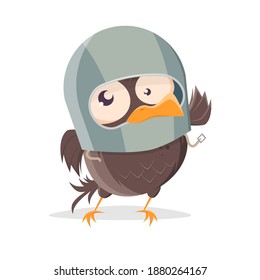 funny cartoon bird with helmet clip-art