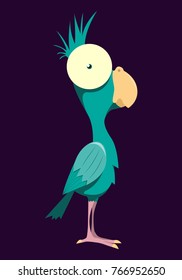 Funny cartoon bird isolated