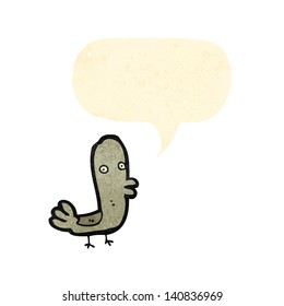 funny cartoon bird with speech bubble