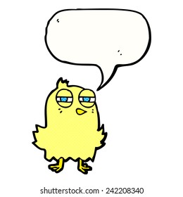 funny cartoon bird with speech bubble