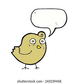 pájaro divertido de caricatura con burbuja de habla