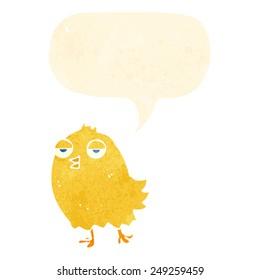 pájaro divertido de caricatura con burbuja de habla