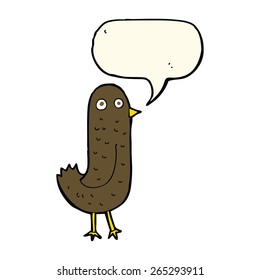 pájaro divertido de caricatura con burbuja de habla