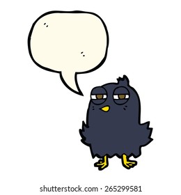 funny cartoon bird with speech bubble