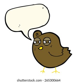 funny cartoon bird with speech bubble
