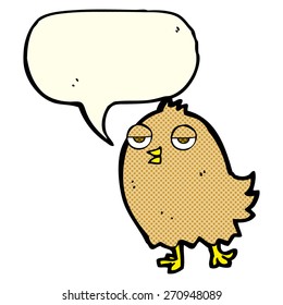 pájaro divertido de caricatura con burbuja de habla