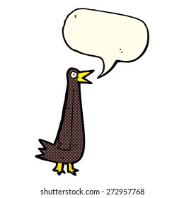 pájaro divertido de caricatura con burbuja de habla