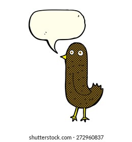 pájaro divertido de caricatura con burbuja de habla