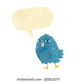 funny cartoon bird with speech bubble
