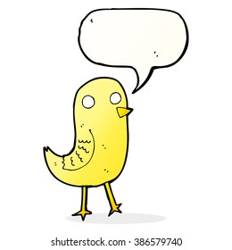 pájaro divertido de caricatura con burbuja de habla