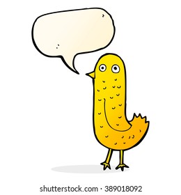 funny cartoon bird with speech bubble