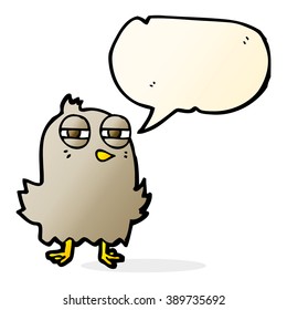 funny cartoon bird with speech bubble