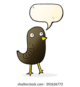 pájaro divertido de caricatura con burbuja de habla