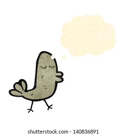funny cartoon bird with thought bubble