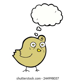 funny cartoon bird with thought bubble