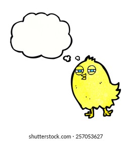 funny cartoon bird with thought bubble