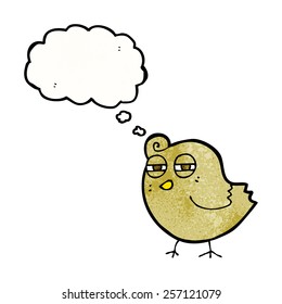 funny cartoon bird with thought bubble