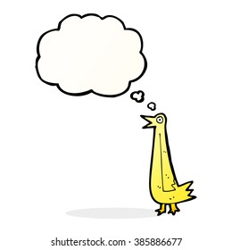 lustiger Cartoon-Vogel mit Gedankenblase