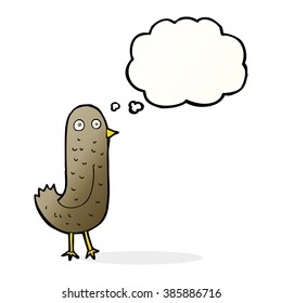 lustiger Cartoon-Vogel mit Gedankenblase