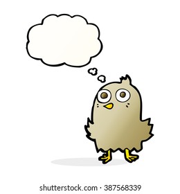 funny cartoon bird with thought bubble