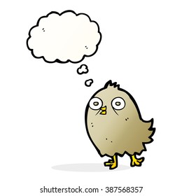 funny cartoon bird with thought bubble