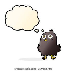 funny cartoon bird with thought bubble