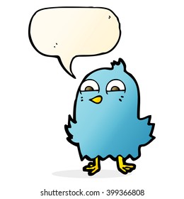 pájaro divertido de caricatura con burbuja de pensamiento
