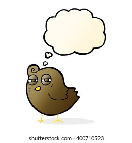 funny cartoon bird with thought bubble