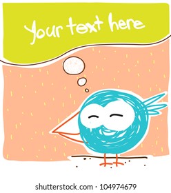 Funny cartoon bird, Vector illustration