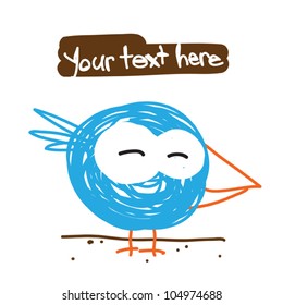 Funny cartoon bird, Vector illustration