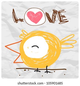 Funny cartoon bird, Vector illustration