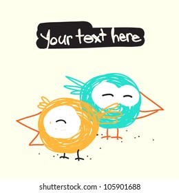 Funny cartoon bird, Vector illustration