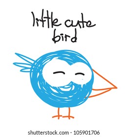 Funny cartoon bird, Vector illustration