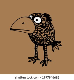 Funny cartoon bird. Vector illustration.