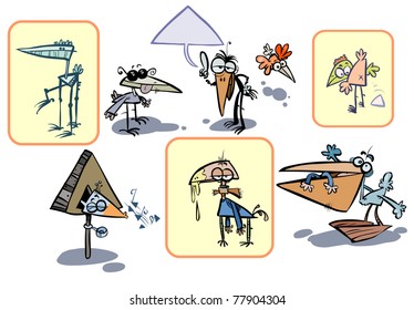 Funny cartoon birds.