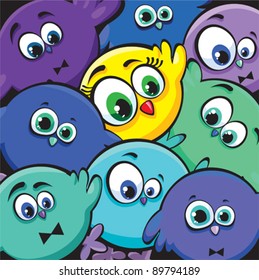 Funny cartoon birds