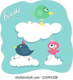 Funny cartoon birds. Vector illustration