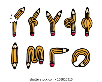 Funny cartoon bizarre pencil set