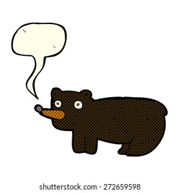 caricatura graciosa oso negro con burbuja de habla
