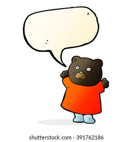 funny cartoon black bear with speech bubble