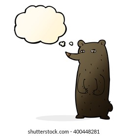 caricatura graciosa oso negro con burbuja de pensamiento