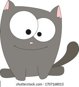 Funny cartoon black cat. Flat illustration