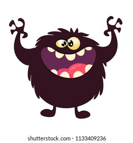 Funny cartoon black monster. Vector illustration isolated