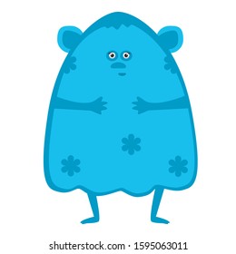 Funny cartoon blue monster. Vector color image isolated on a white background. Suitable for stickers, decor, printing on clothes. Flat style