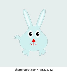 The funny cartoon blue rabbit at the seamless background