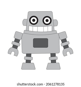 funny cartoon blue robot character. Vector image