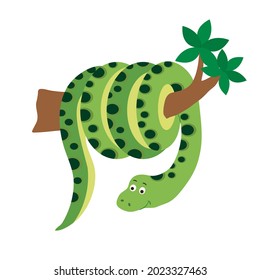 funny cartoon boa constrictor. inhabitant of the jungle, africa. characters for kids 